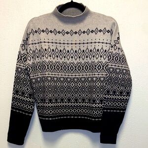 Joie Gray Black Fair Island Mock Turtleneck Sweater 3548